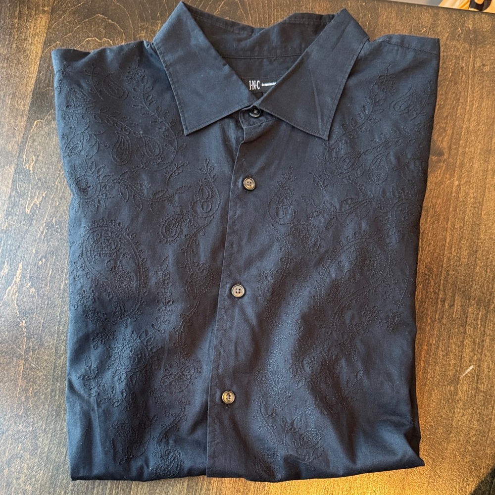 INC International Concepts Black Paisley Men's Shirt